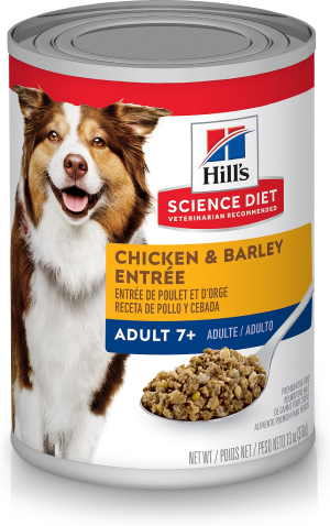 <a href='https://toprateddogfoods.com/science-diet-dog-food-review'Hill's Science Diet Adult 7+ Chicken & Barley Entree Canned Dog Food</a>